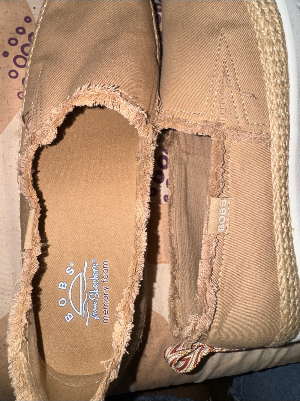 BOBS from Skechers Tan Canvas Slip-On Espadrille Sneakers - Picture 7 of 8